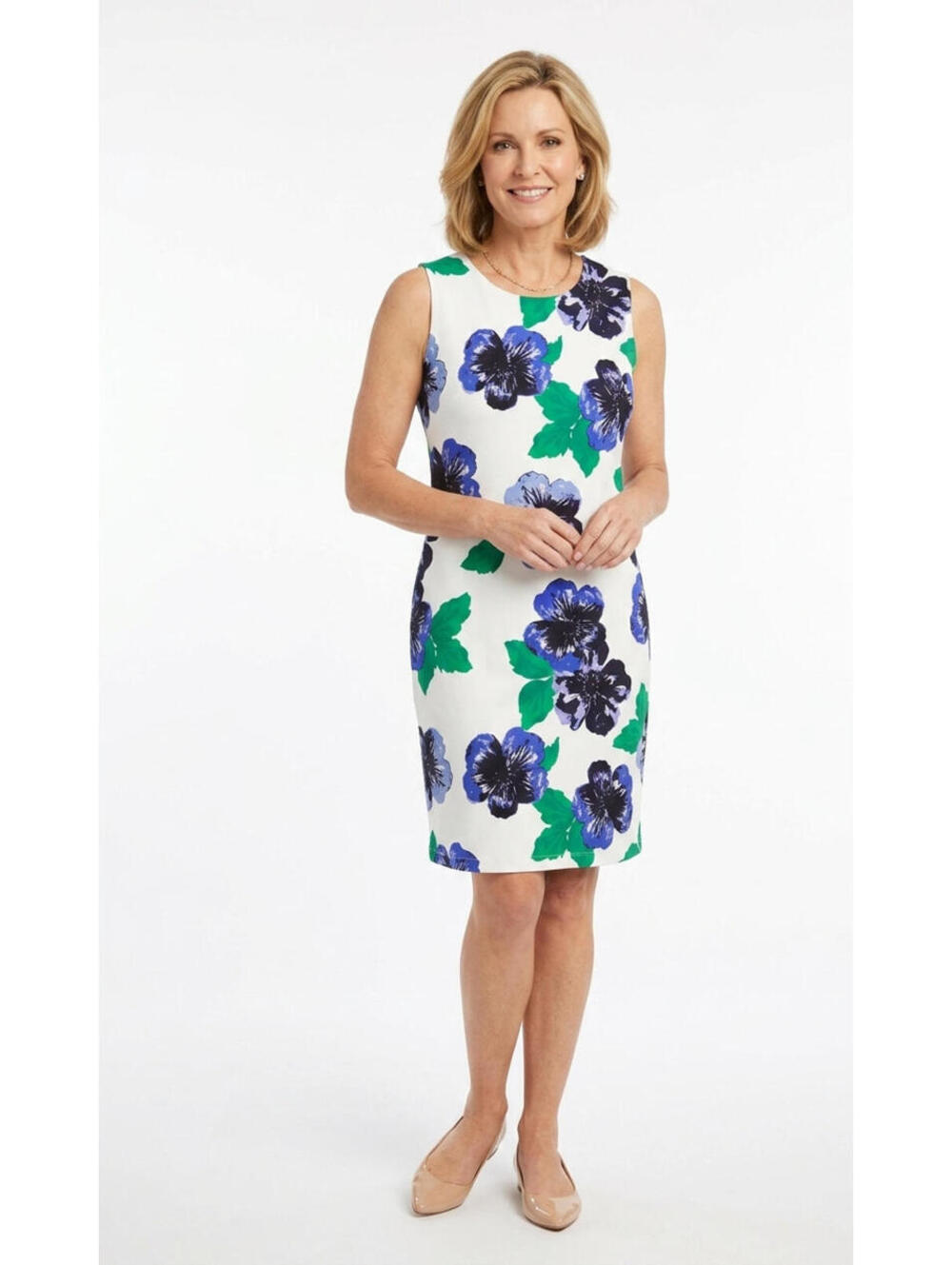 Melly M Ladies SMALL Cayman Daphne Sleeveless Dress White Navy Green Floral